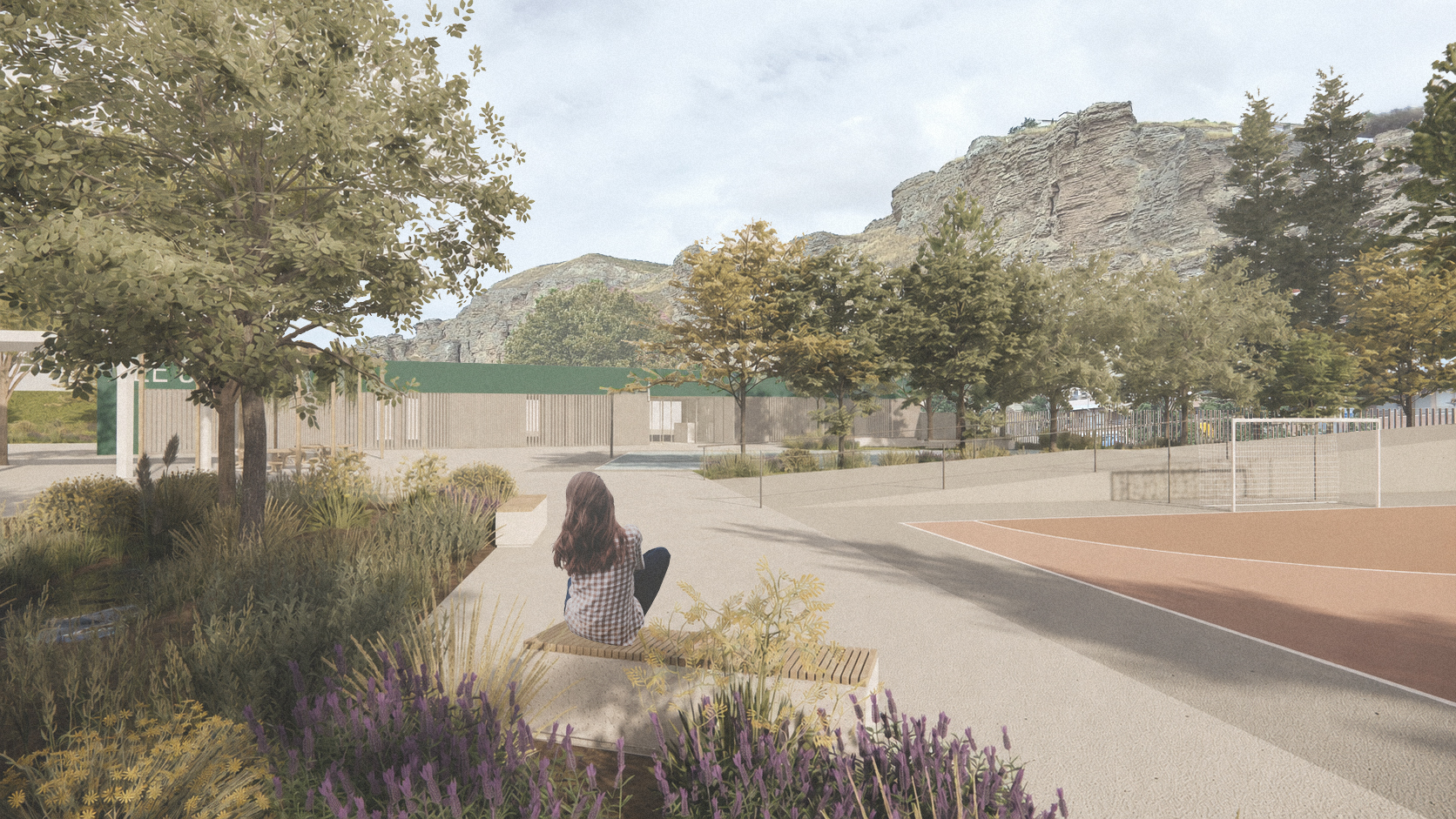 centro de educación especial y renaturalización de patio escolar en Calatayud