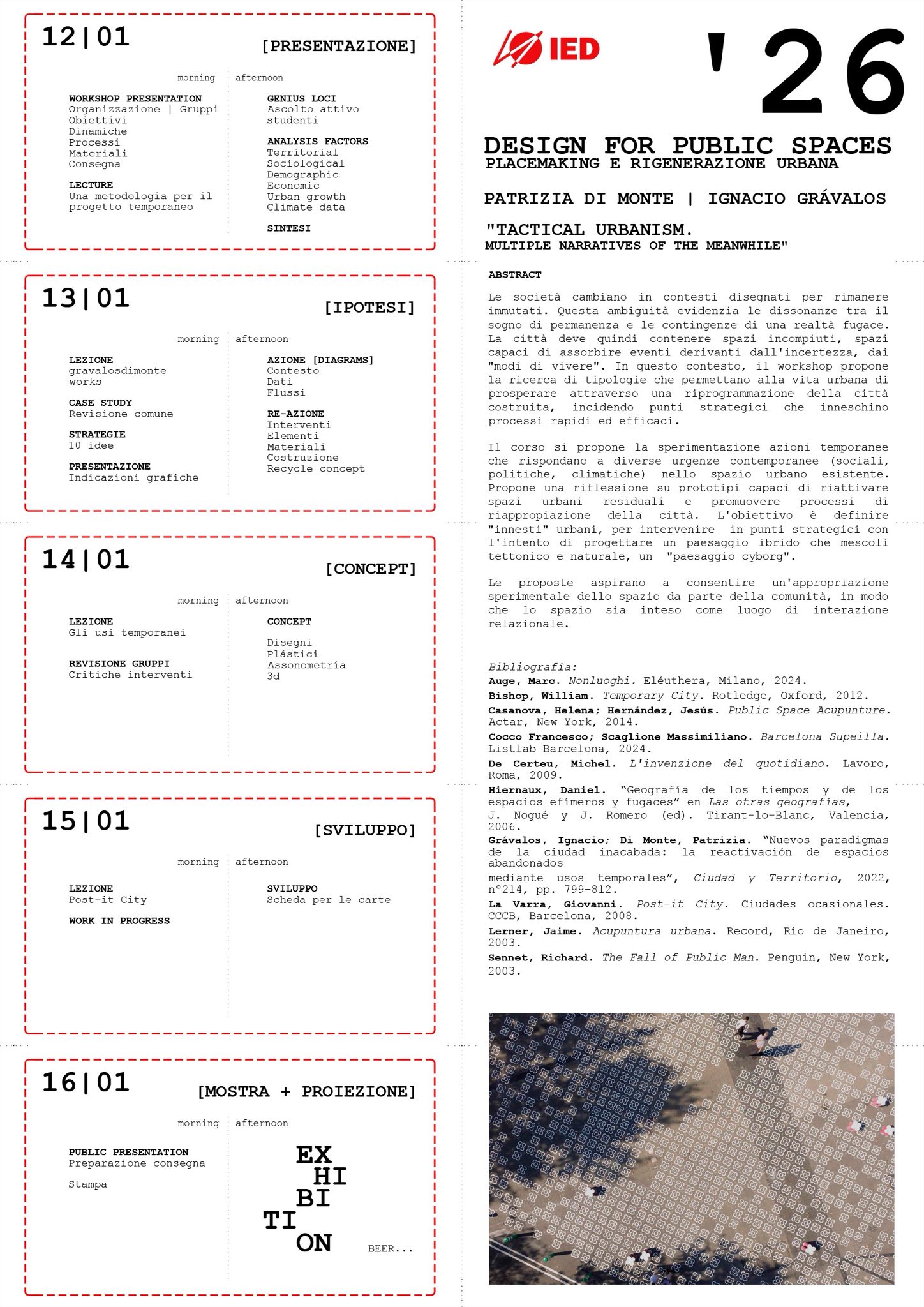 IED visiting professor master public space patrizia di monte WORKSHOP